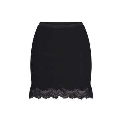 Rib Knit Lace Mini Skirt
