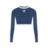 SKIMS FOR TEAM USA SIGNATURE SWIM OLYMPIC LONG SLEEVE CROPPED T-SHIRT | NAVY