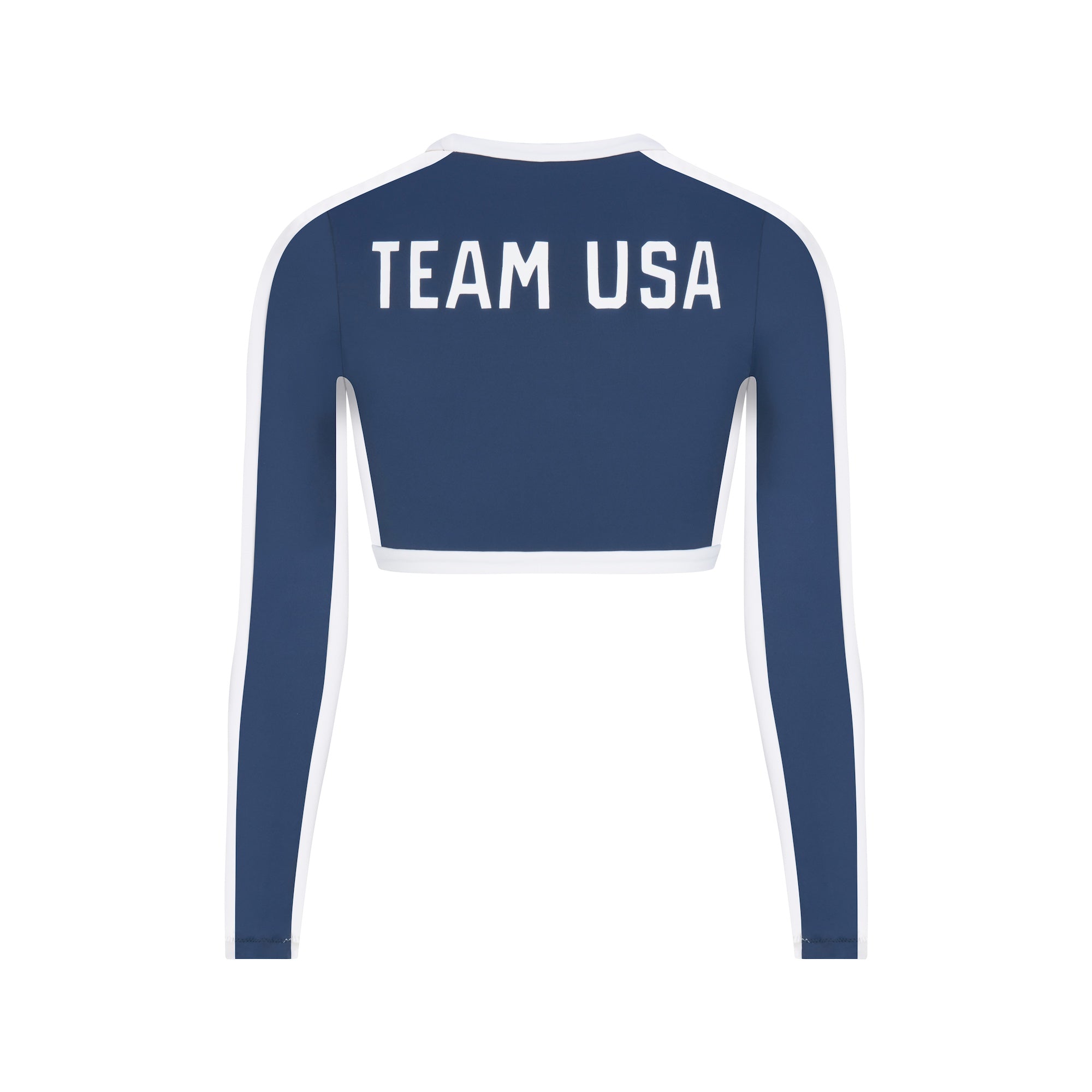 SKIMS FOR TEAM USA SIGNATURE SWIM PARALYMPIC LONG SLEEVE CROPPED T-SHIRT | NAVY