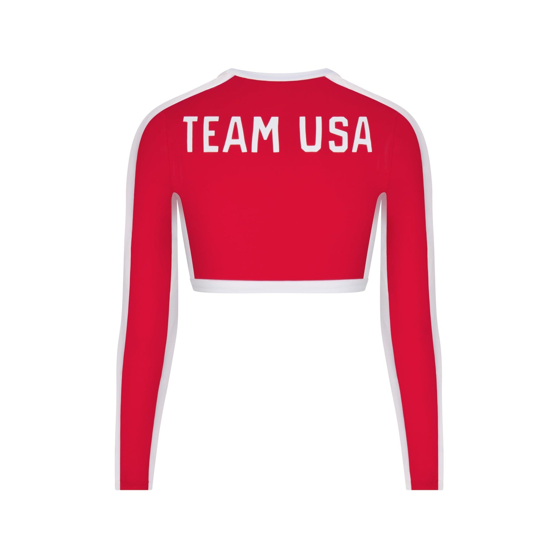 SKIMS FOR TEAM USA SIGNATURE SWIM PARALYMPIC LONG SLEEVE CROPPED T-SHIRT | RED