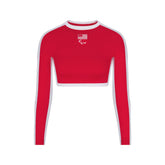 SKIMS FOR TEAM USA SIGNATURE SWIM PARALYMPIC LONG SLEEVE CROPPED T-SHIRT | RED