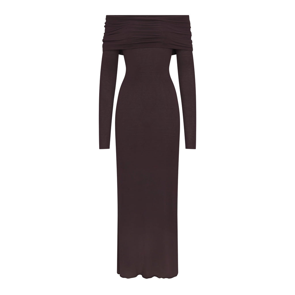 SHEER MODAL OFF THE SHOULDER LONG DRESS | PHOENIX