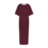 SOFT LOUNGE RINGER T-SHIRT LONG DRESS | MAROON