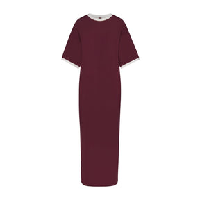 SOFT LOUNGE RINGER T-SHIRT LONG DRESS | MAROON