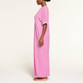 SOFT LOUNGE RINGER T-SHIRT LONG DRESS | BLUSH