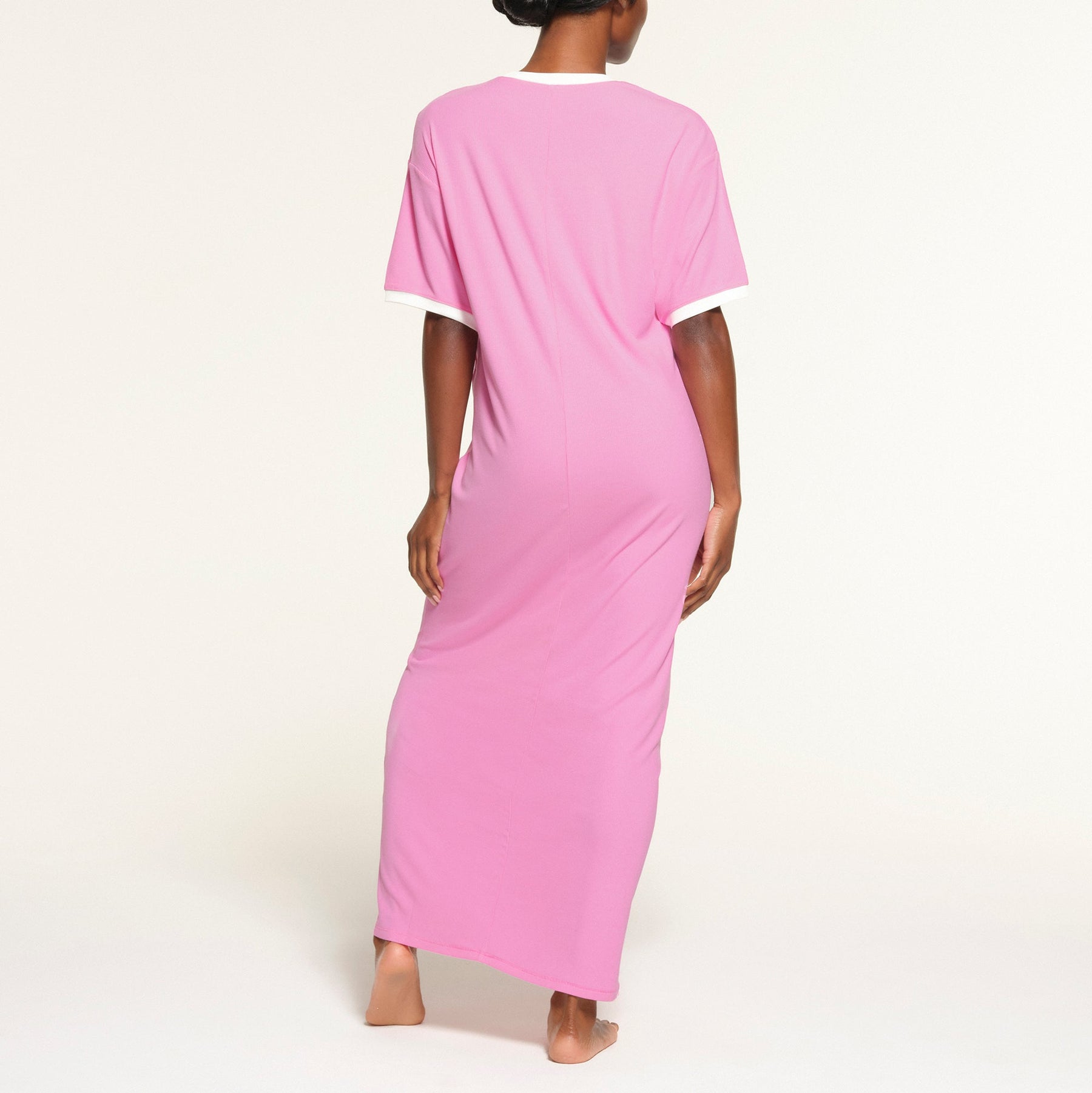 SOFT LOUNGE RINGER T-SHIRT LONG DRESS | BLUSH