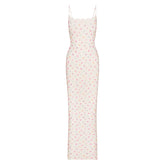FITS EVERYBODY LACE LONG SLIP DRESS | MARBLE CANDY HEART PRINT