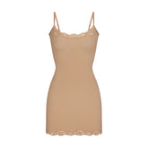 FITS EVERYBODY CORDED LACE SLIP DRESS | CLAY