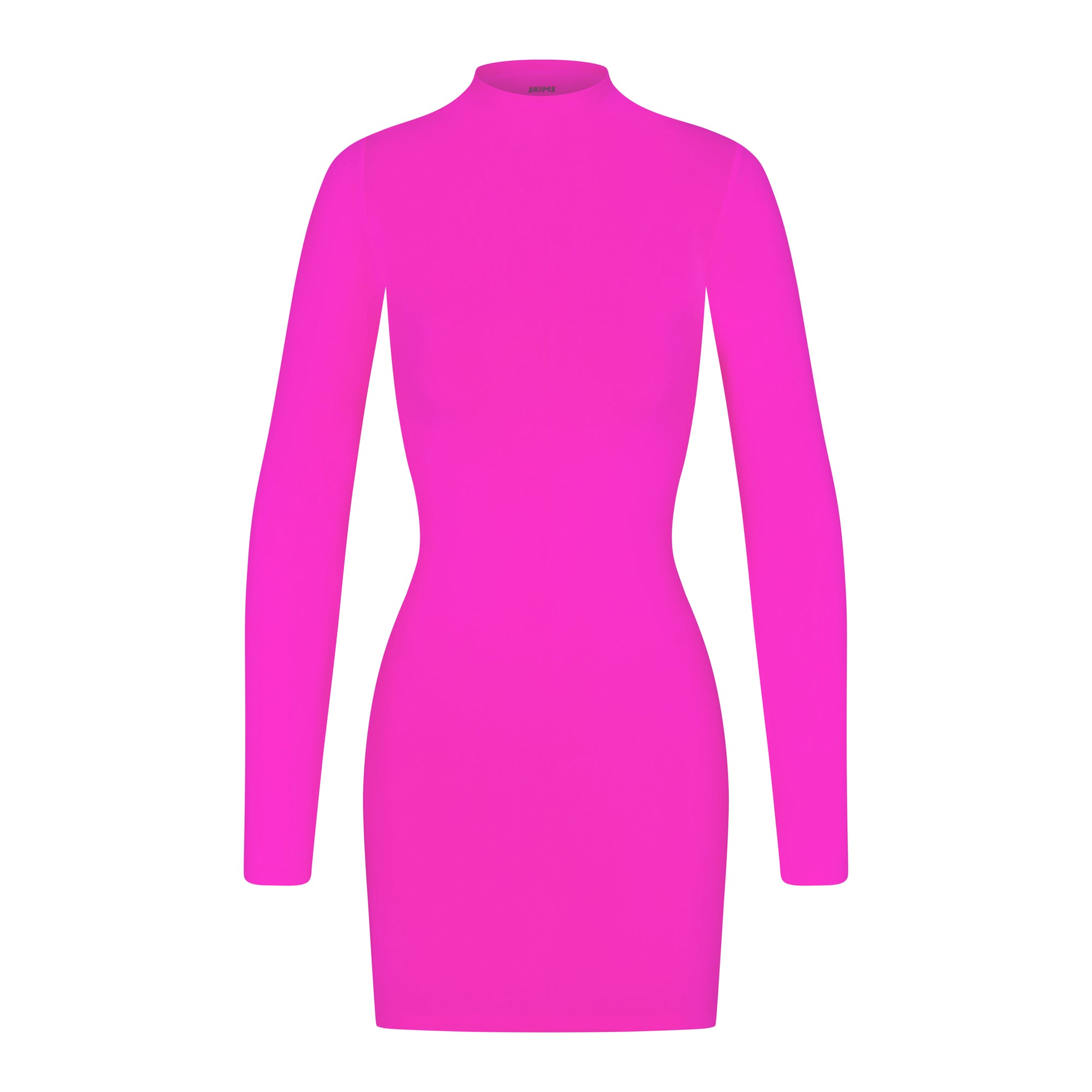 SOFT SMOOTHING SEAMLESS TURTLENECK MINI DRESS | FUCHSIA