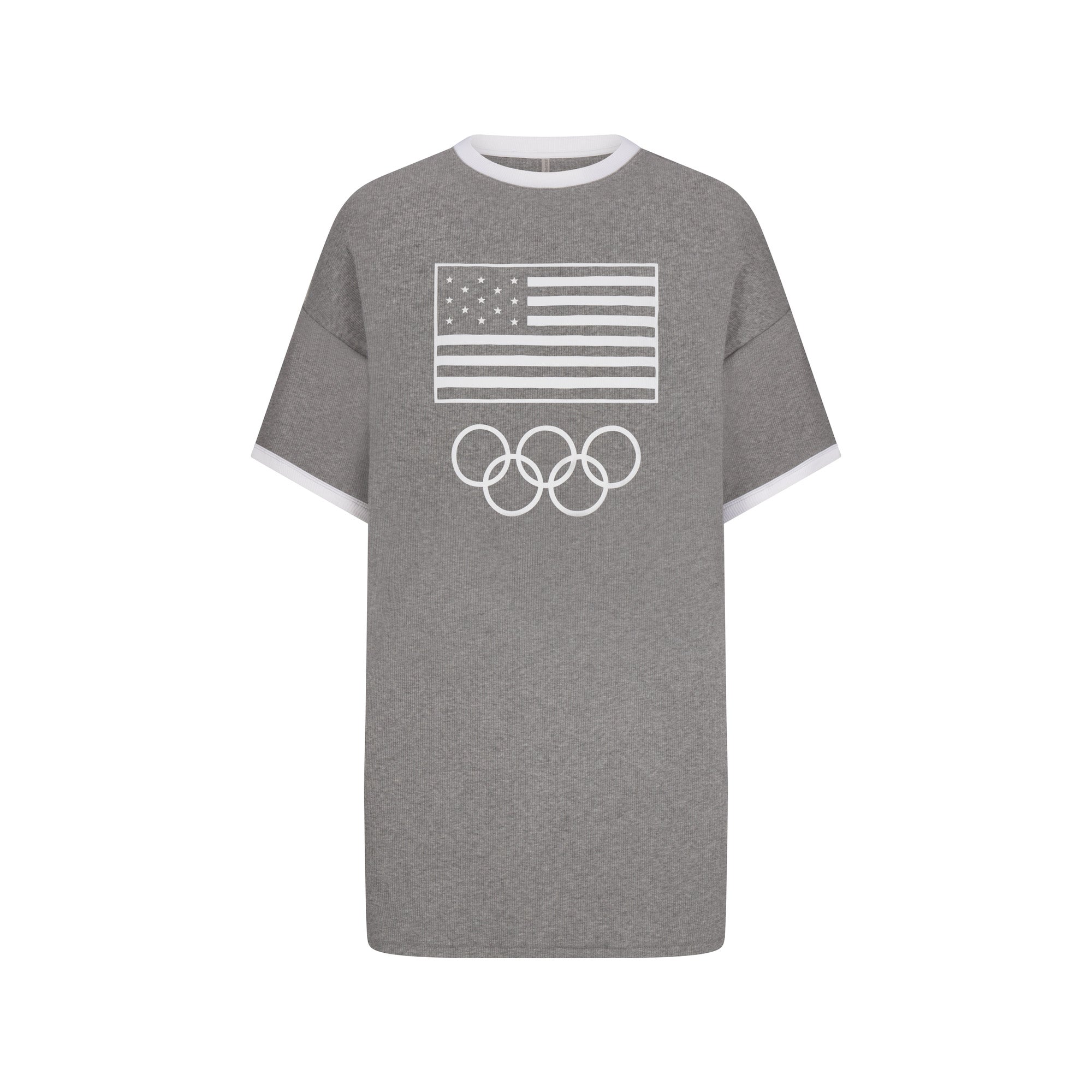 SKIMS FOR TEAM USA COTTON RIB OLYMPIC T-SHIRT MINI DRESS | HEATHER GREY