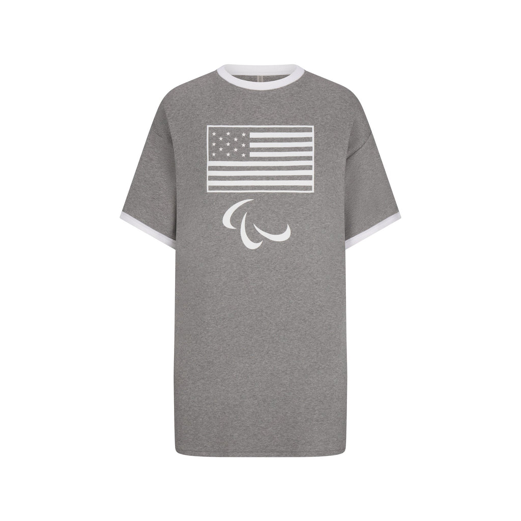 SKIMS FOR TEAM USA COTTON RIB PARALYMPIC T-SHIRT MINI DRESS | HEATHER GREY