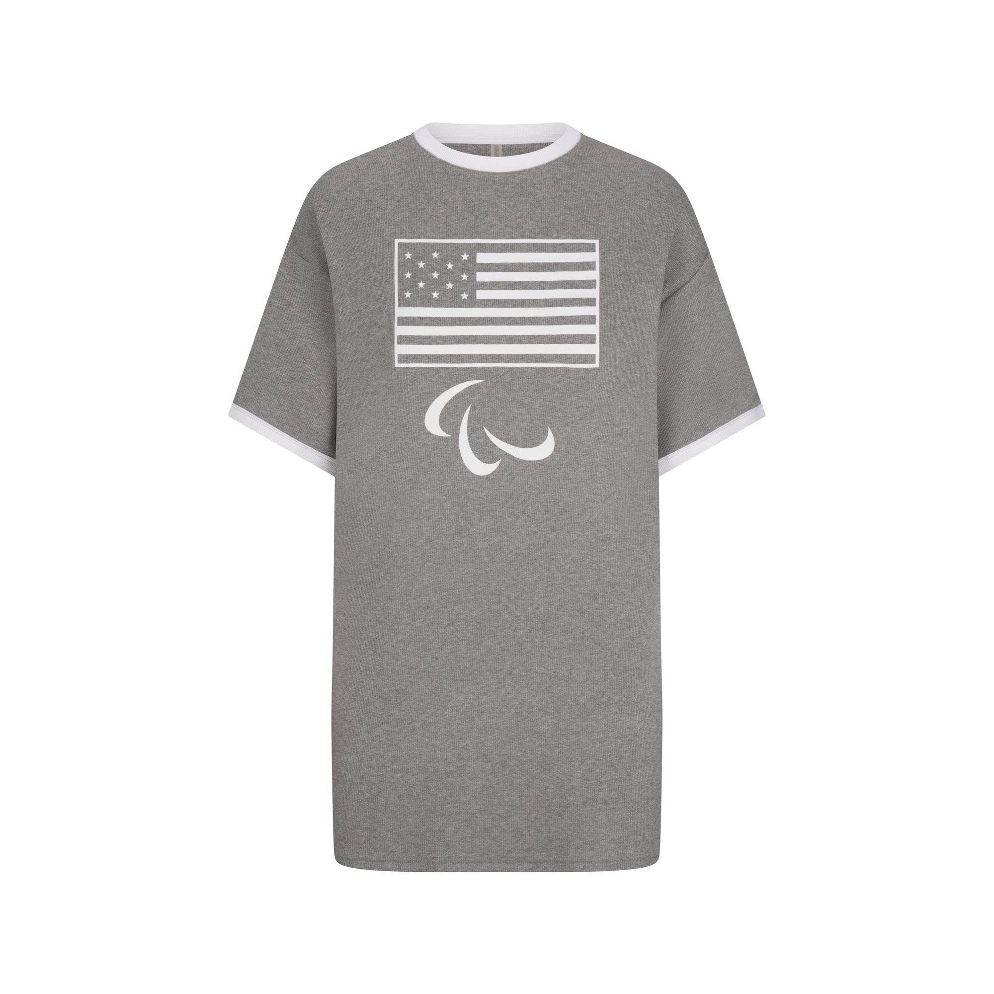 SKIMS FOR TEAM USA COTTON RIB PARALYMPIC T-SHIRT MINI DRESS | HEATHER GREY