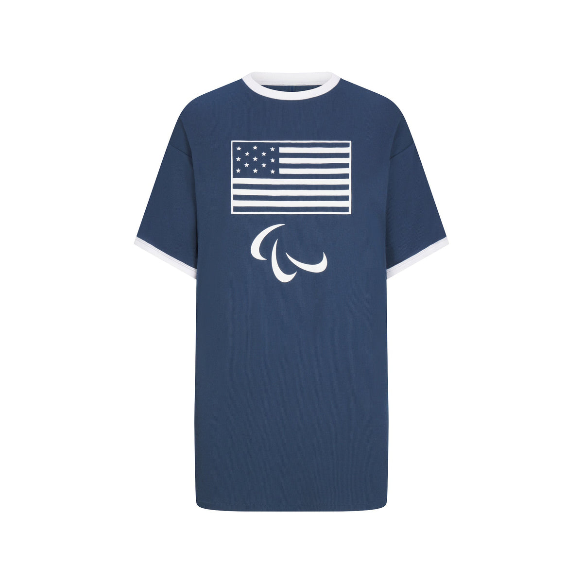 SKIMS FOR TEAM USA COTTON RIB PARALYMPIC T-SHIRT MINI DRESS | NAVY