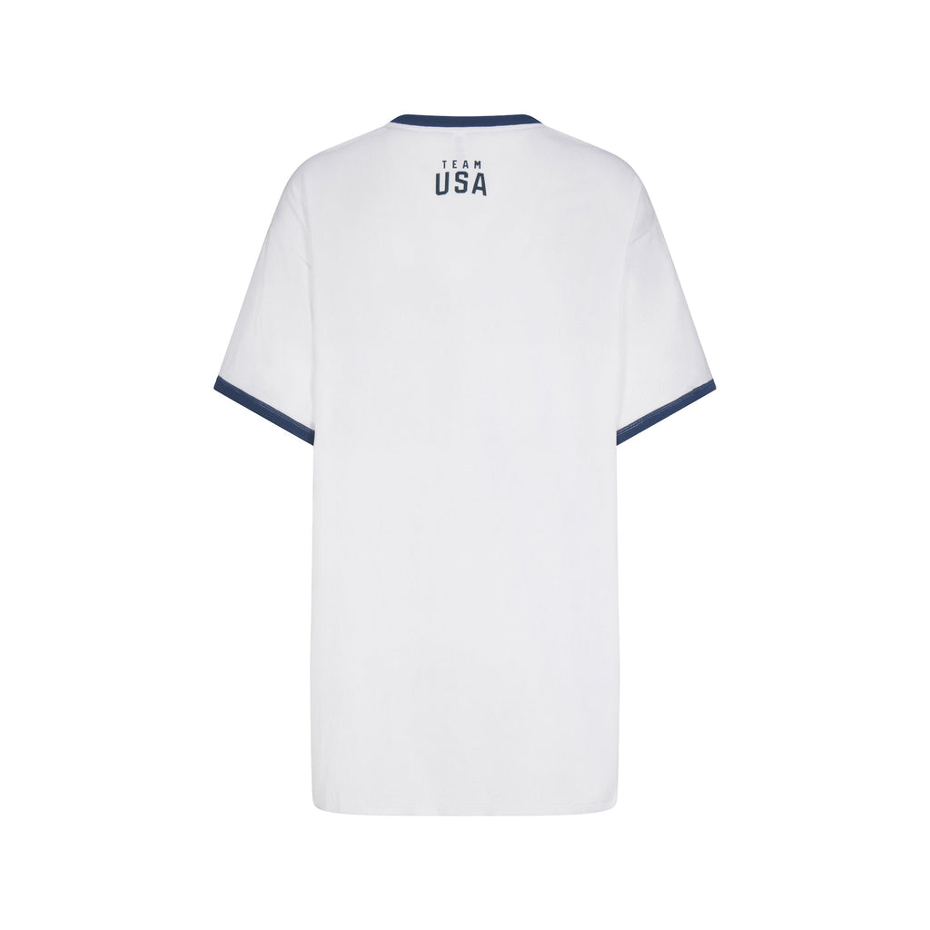 SKIMS FOR TEAM USA COTTON RIB PARALYMPIC T-SHIRT MINI DRESS | WHITE