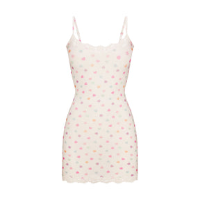 FITS EVERYBODY LACE SLIP DRESS | MARBLE CANDY HEART PRINT