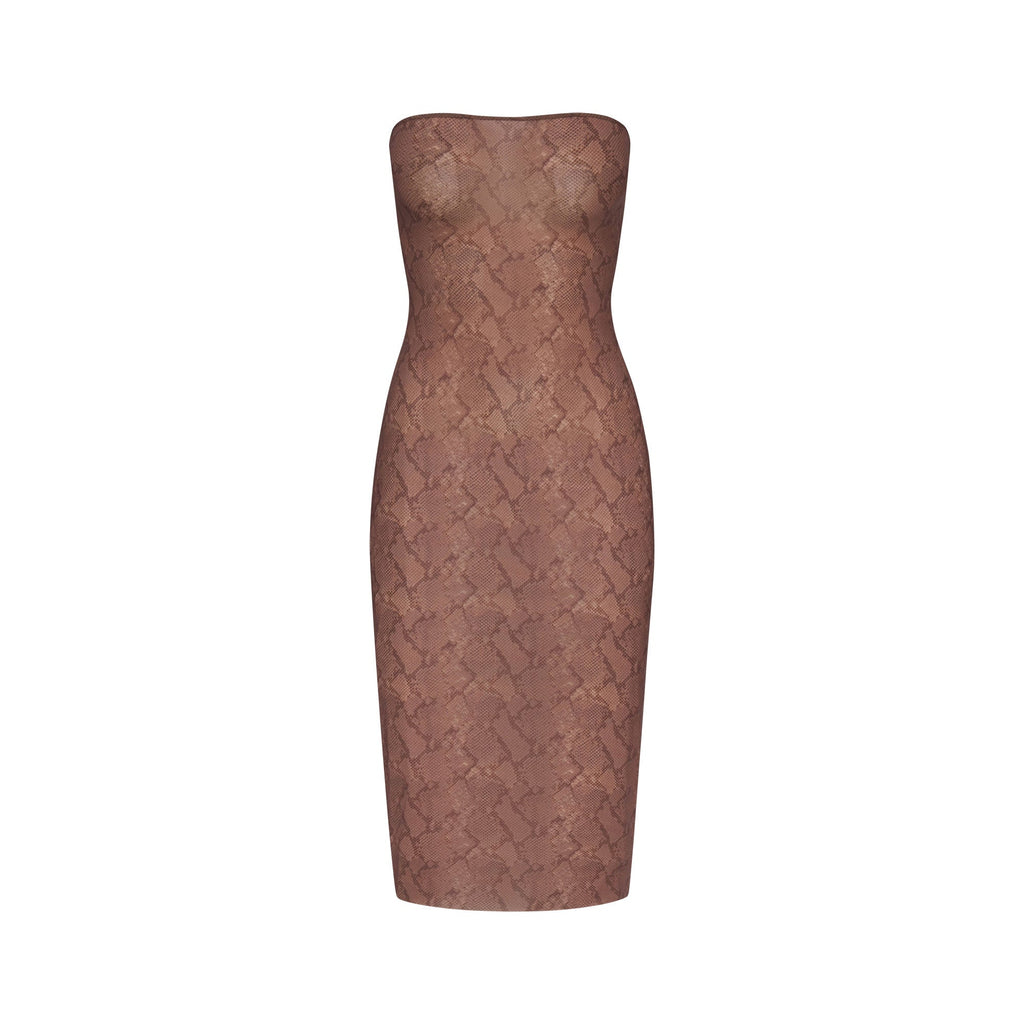 MILKY SHEER MIDI TUBE DRESS | JASPER SNAKE PRINT