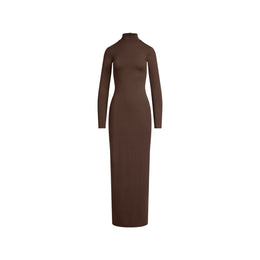 SMOOTH LAYERS TURTLENECK LONG DRESS | ESPRESSO