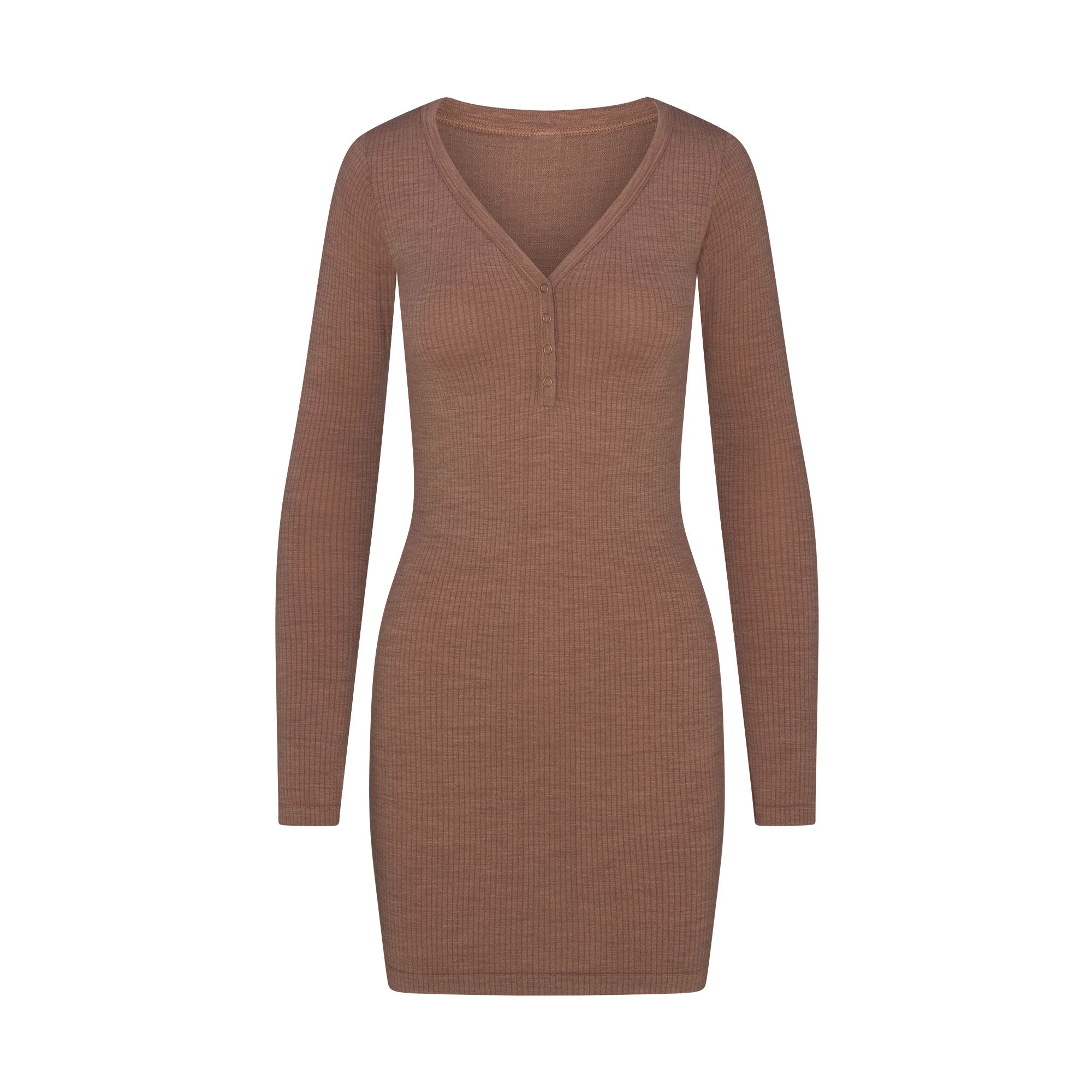 Wool Rib Henley Dress
