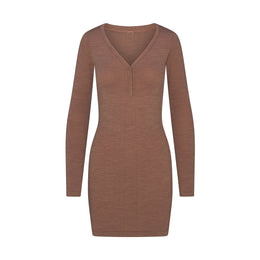 Wool Rib Henley Dress