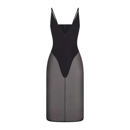 Skims Body Mesh Plunge Midi Dress