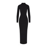 SOFT LOUNGE TURTLENECK LONG DRESS | ONYX