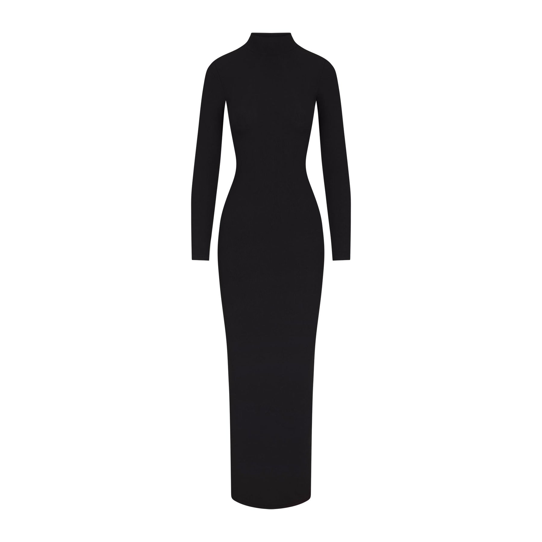 SOFT LOUNGE TURTLENECK LONG DRESS | ONYX