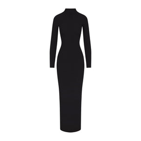 SOFT LOUNGE TURTLENECK LONG DRESS | ONYX