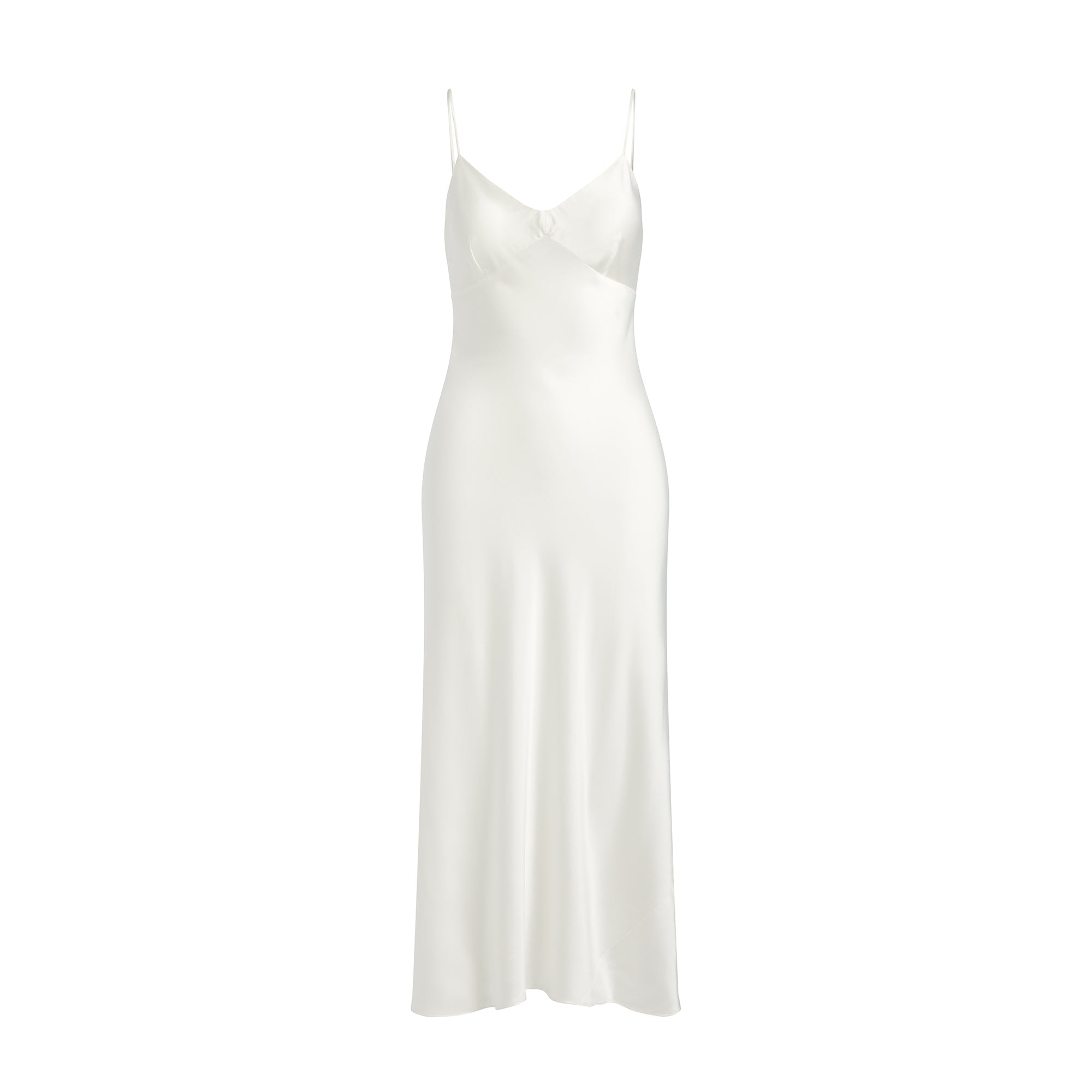 SILK CAMI V NECK LONG SLIP | IVORY