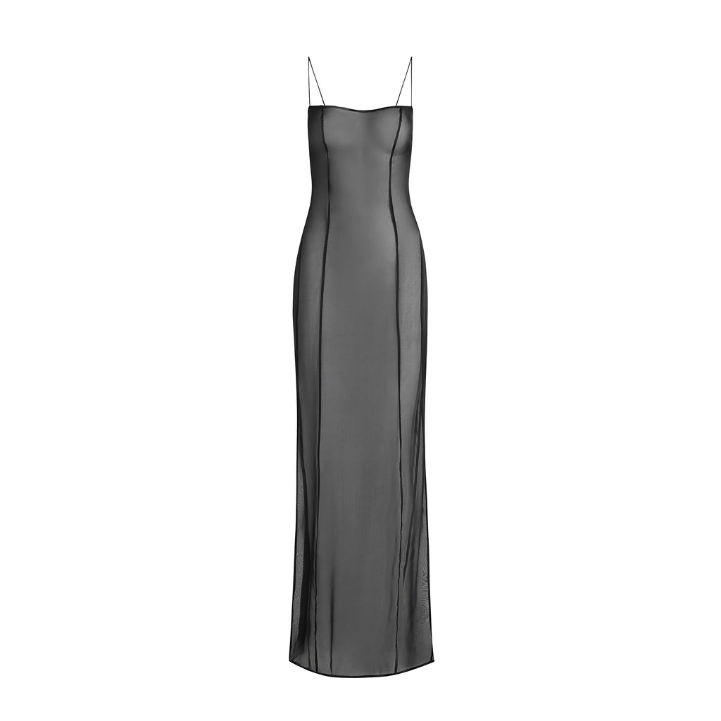 SKIMS ROMANCE LONG SLIP DRESS | ONYX