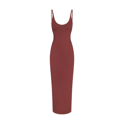Smooth Layers Scoop Neck Long Dress
