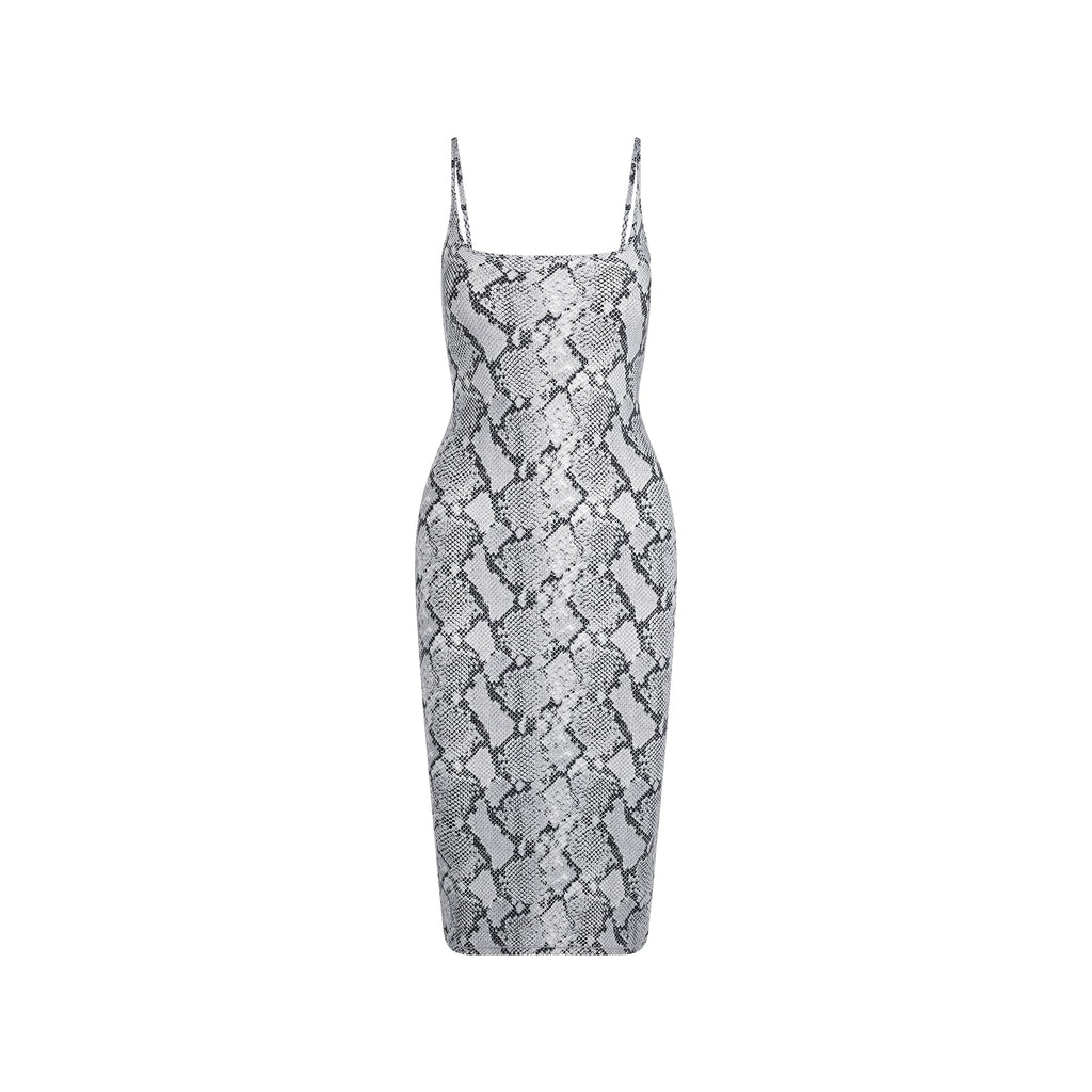 CLING MATTE MIDI DRESS | CHROME SNAKESKIN PRINT