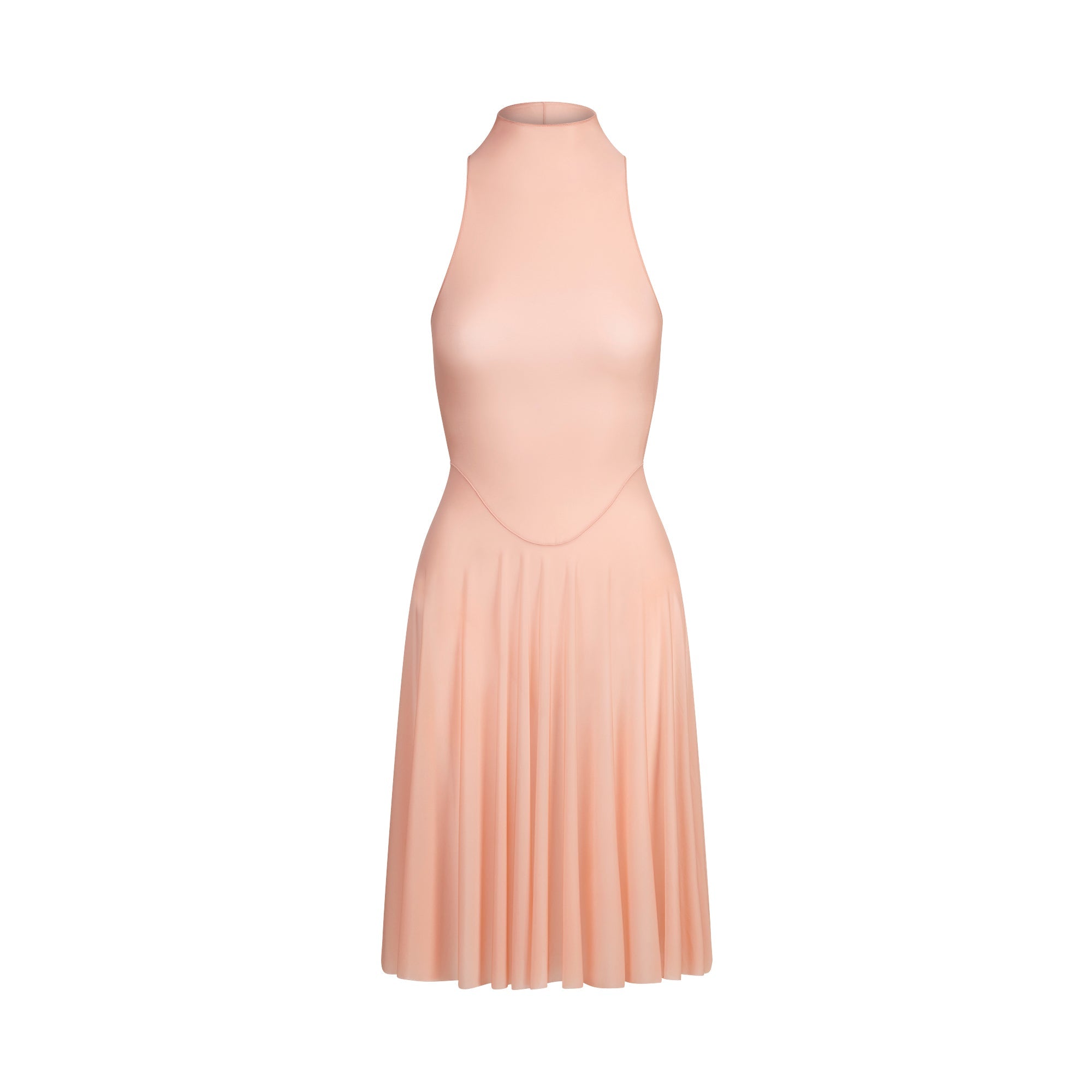 MILKY SHEER HIGH NECK MIDI DRESS | DESERT CLAY