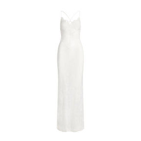 ULTRA FINE LACE LOW BACK LONG DRESS | MARBLE