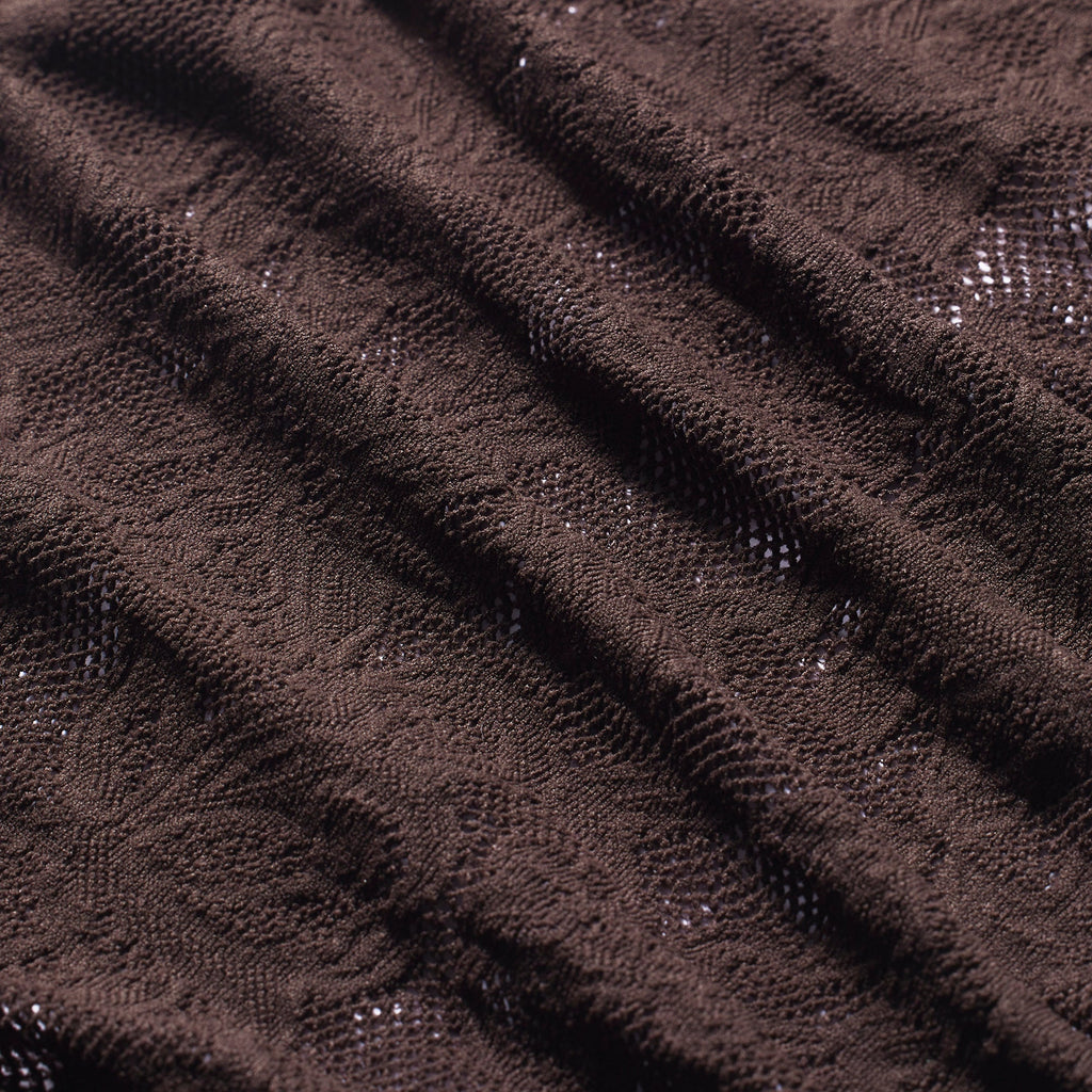 KNIT LACE MOCK NECK LONG DRESS | ESPRESSO