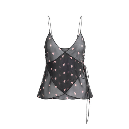 SKIMS ROMANCE WRAP CAMI TOP | OBSIDIAN SPACED HEARTS
