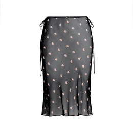 SKIMS ROMANCE TIE SIDE MIDI SKIRT | OBSIDIAN SPACED HEARTS
