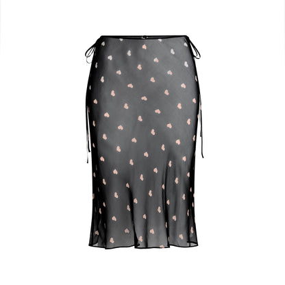 SKIMS ROMANCE TIE SIDE MIDI SKIRT | OBSIDIAN SPACED HEARTS