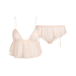 Skims Romance Babydoll Top and Garter Hipster Set