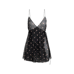 SKIMS ROMANCE WRAP MINI SLIP DRESS | OBSIDIAN SPACED HEARTS