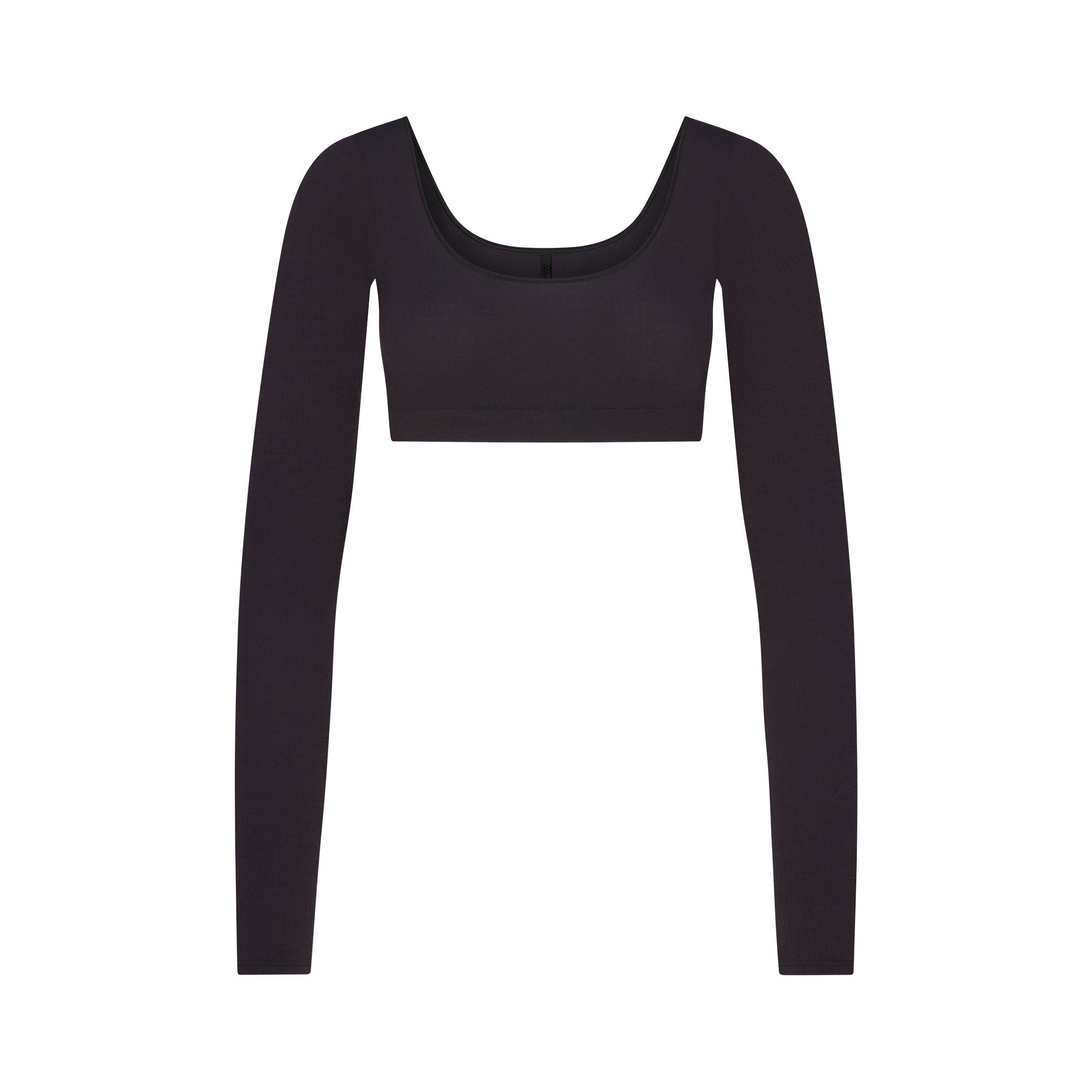Wool Rib Long Sleeve Super Cropped Top