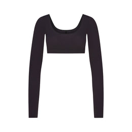 Wool Rib Long Sleeve Super Cropped Top