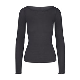 Sheer Modal Long Sleeve Boatneck Top
