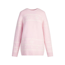 COZY LIGHT CREWNECK PULLOVER | BABY PINK HEART FAIR ISLE