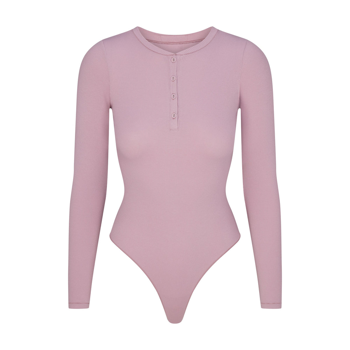 COTTON RIB LONG SLEEVE HENLEY BODYSUIT | DUSK