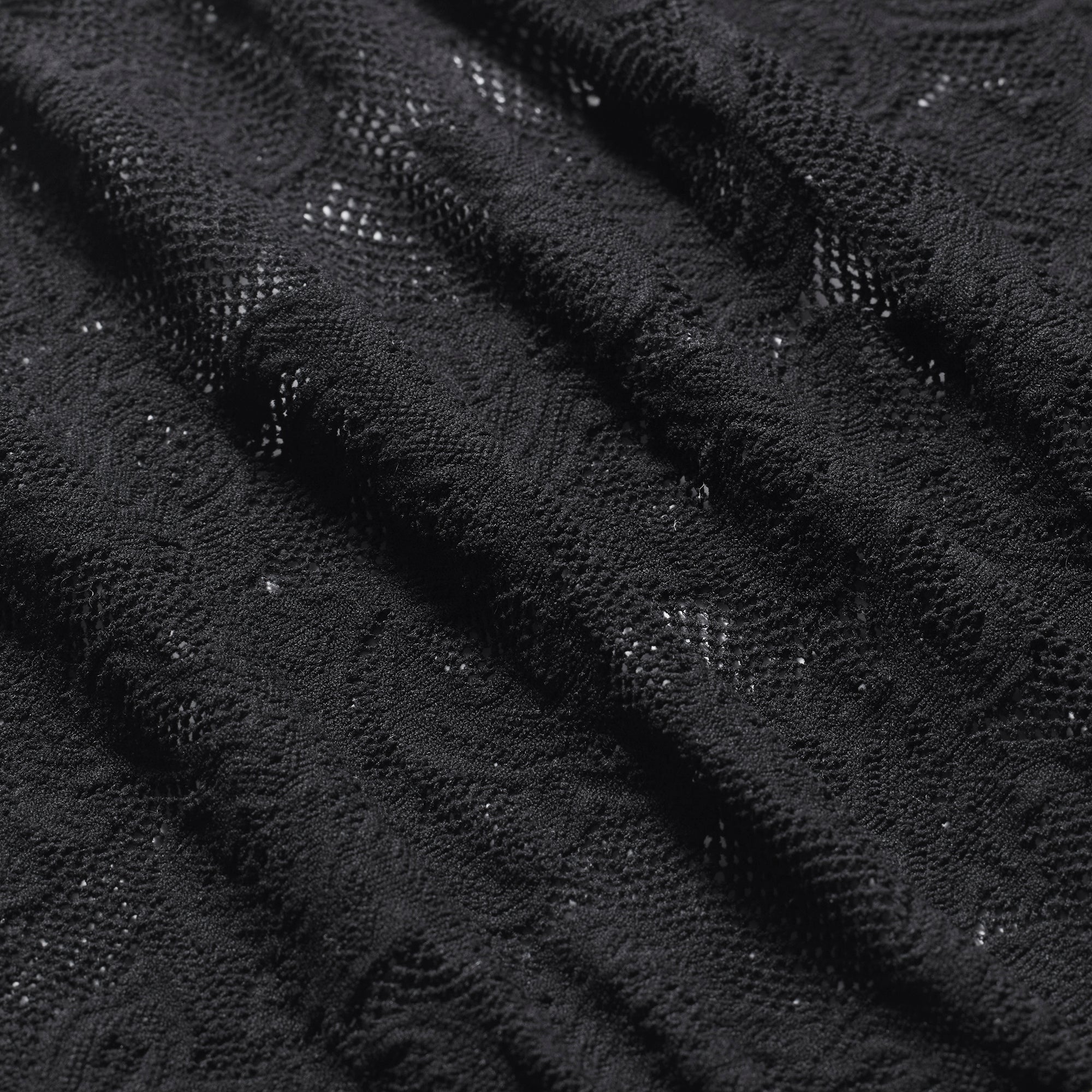 KNIT LACE MOCK NECK LONG DRESS | OBSIDIAN