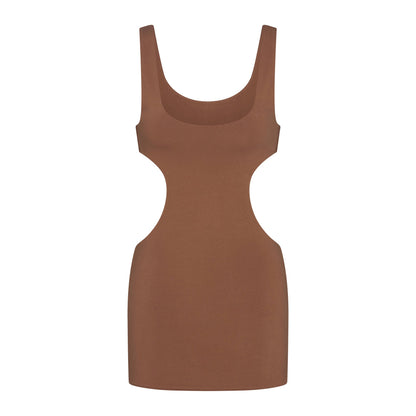 Cotton Jersey Cut Out Mini Dress