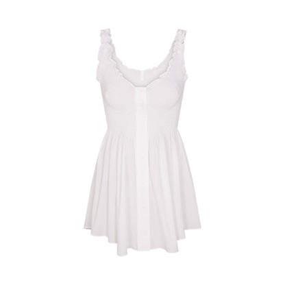 Poplin Apparel Mini Smocked Dress