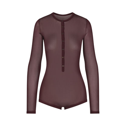 Slinky Knit Button Up Henley Onesie
