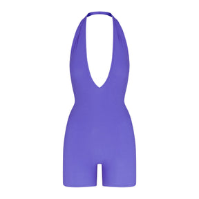 SOFT LOUNGE DEEP PLUNGE HALTER ONESIE | TANZANITE