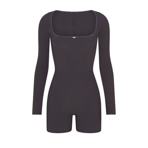 FITS EVERYBODY PICOT LONG SLEEVE ONESIE | ASH CONTRAST